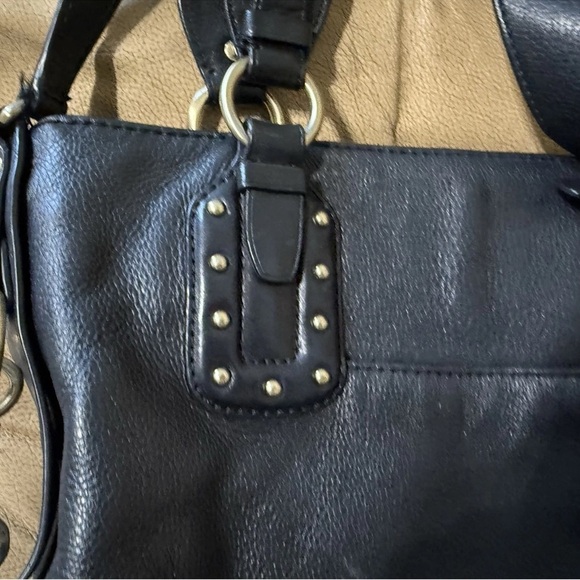 Michael Kors BIG VALLEY Large NS Tote Bag BLACK Leather Gold Tone Handbag - Picture 7 of 16